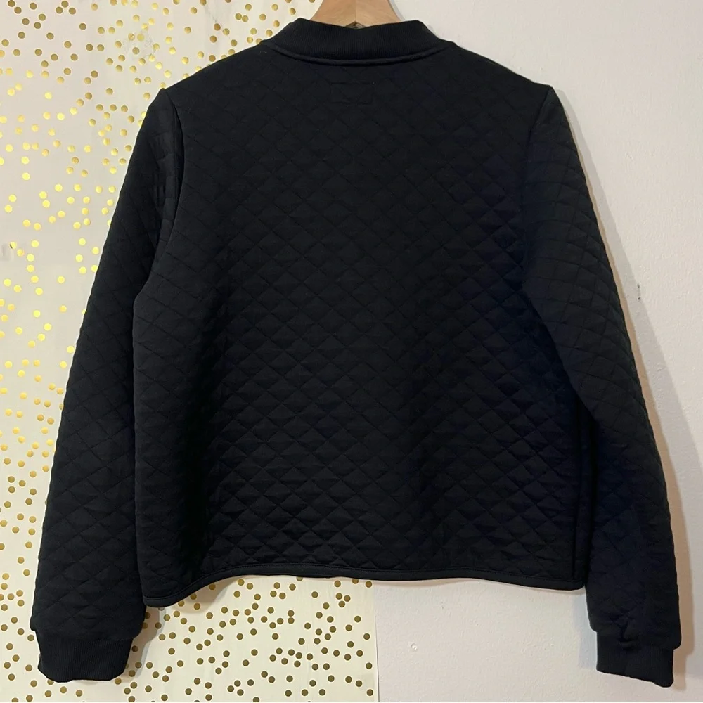 Marine Layer Corbet Black Cropped Quilted Bomber Jacket size Large - Picture 2 of 10